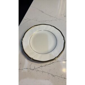 Wedgwood Windsor Black Bone China Salad Plate 8.25" Gold Trim
